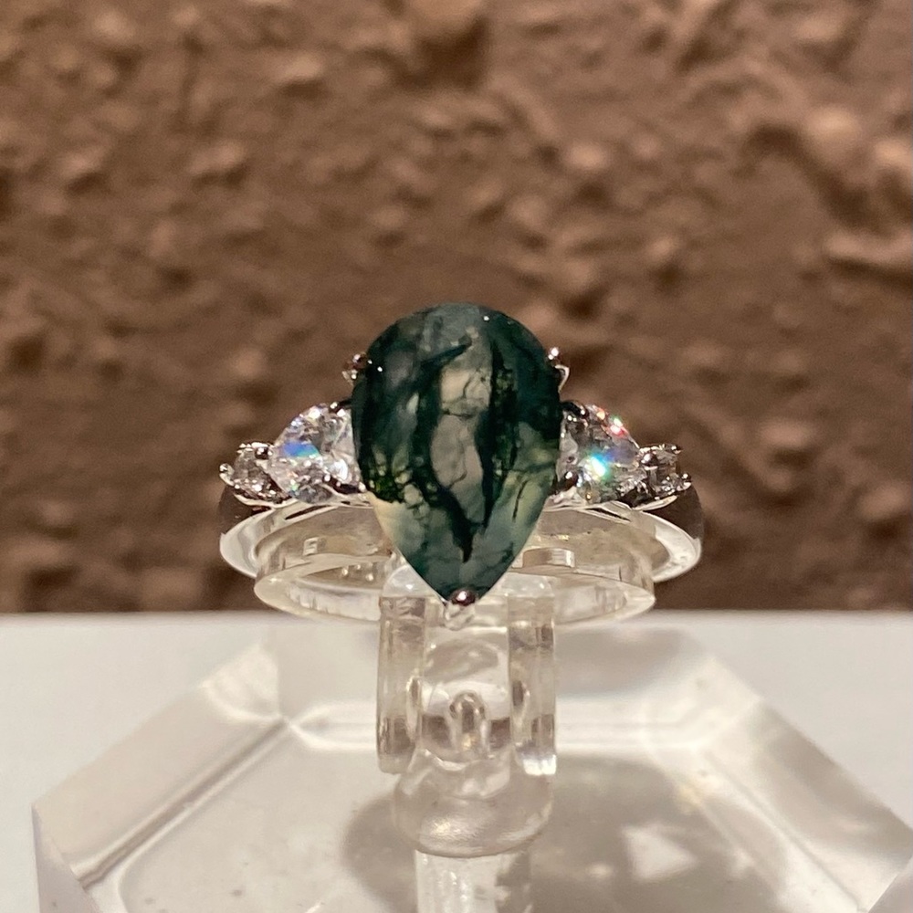 Moss Agate Ring 925